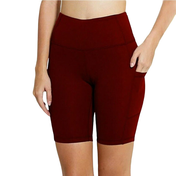Ideology Pants - Ideology Womens High Rise Side Pockets 10" Biker shorts red Xs